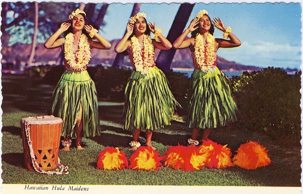 Hawaiian Hula Maidens Waikiki Postcard