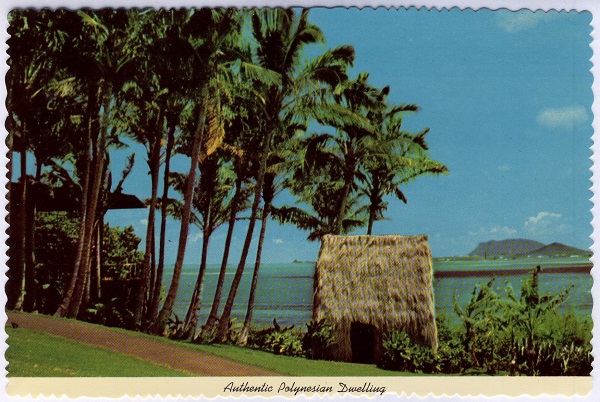 Authentic Polynesian Dwelling Vintage Postcard
